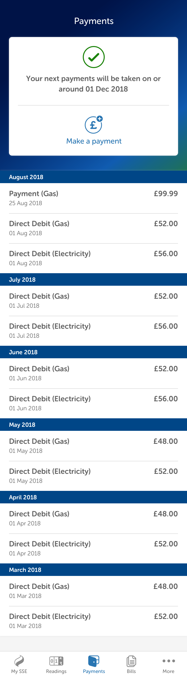 Payments functionality